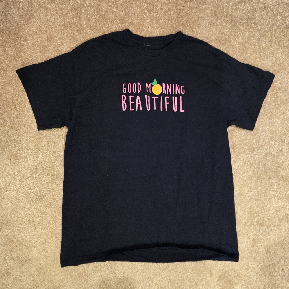 Good Morning Beautiful Black T-Shirt Bayside Skillet Ocean City Maryland - Picture 2 of 8